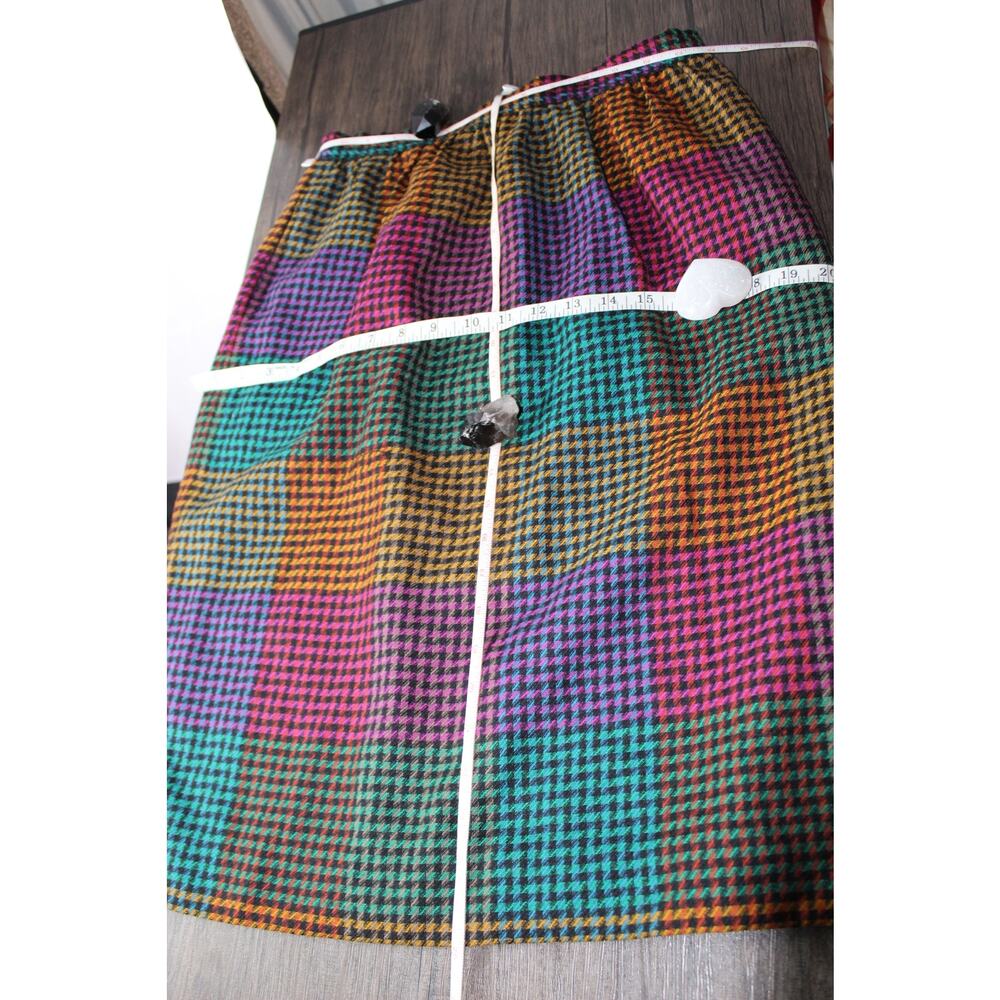 Vintage Richard Evans 100% Wool Skirt Colorful Haundstooth Check Academia Sz 10 - Picture 9 of 12